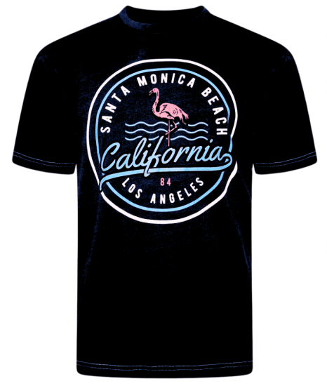 Kam Jeans 5707 Santa Monica Tee Black - T-shirts - Stora T-shirts - 2XL-14XL