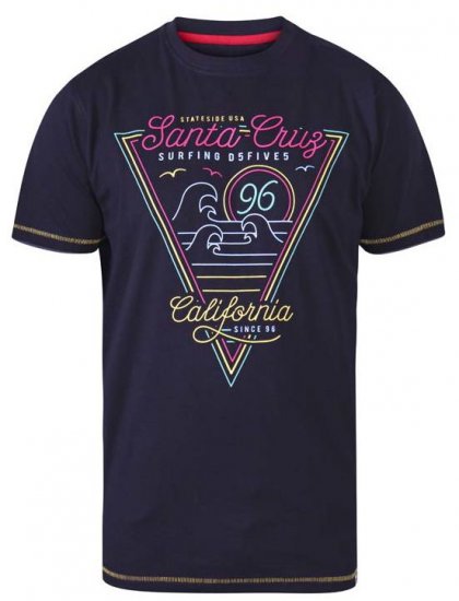 D555 Valley Santa Cruz Crew Neck Printed T-Shirt Black - T-shirts - Stora T-shirts - 2XL-14XL