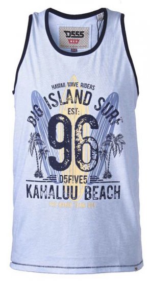 D555 Wirral Hawaii Surf Board Printed Vest Sky Blue - T-shirts - Stora T-shirts - 2XL-14XL