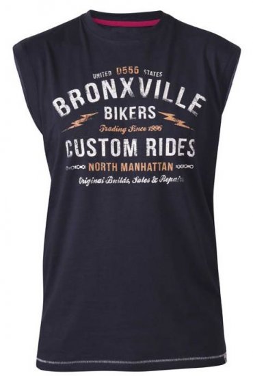 D555 Wrexham Bronxville Biker Printed Sleeveless T-Shirt Navy - T-shirts - Stora T-shirts - 2XL-14XL