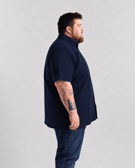 Motley Denim Zagreb Kortärmad Skjorta Marinblå - Skjortor - Stora skjortor - 2XL-8XL