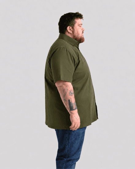 Motley Denim Zagreb Kortärmad Skjorta Mörk khaki - Skjortor - Stora skjortor - 2XL-8XL
