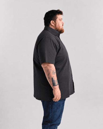 Motley Denim Zagreb Kortärmad Skjorta Mörkgrå - Skjortor - Stora skjortor - 2XL-8XL