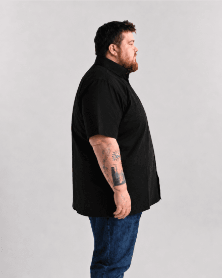 Motley Denim Zagreb Kortärmad Skjorta Svart - Skjortor - Stora skjortor - 2XL-8XL