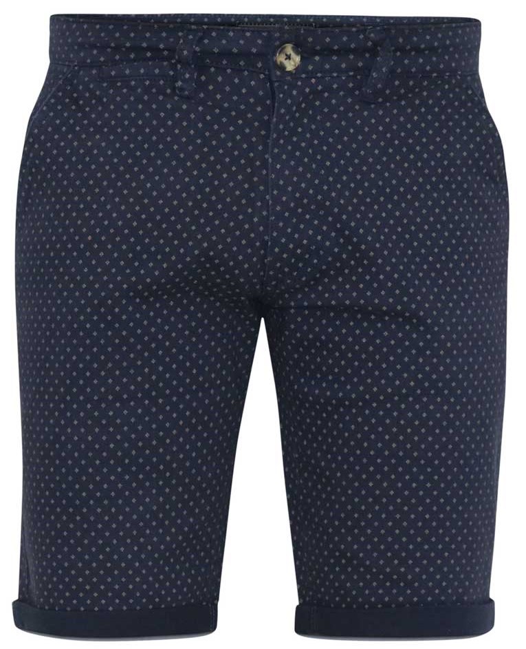 W44 - Shorts i stora storlekar - D555 DUDLEY AO Printed Stretch Chino Shorts Navy