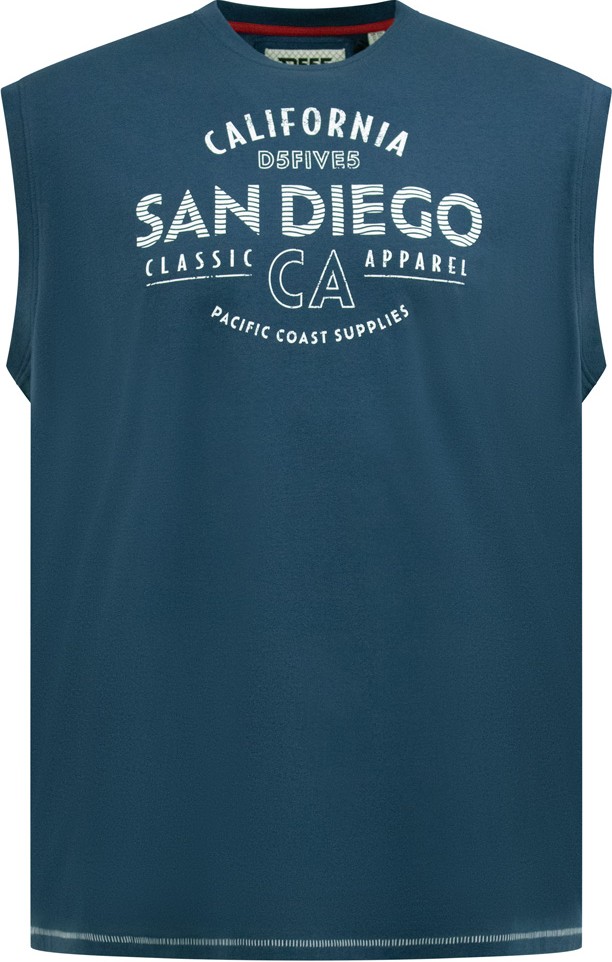 6XL - Ärmlös T-shirt i stora storlekar - D555 Havant San Diego Printed Sleeveless T-Shirt French Navy