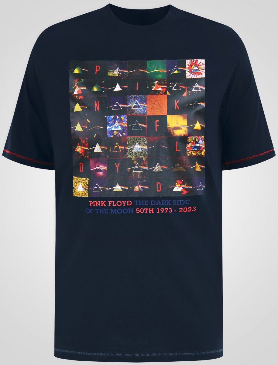 3XL - T-shirt i stora storlekar - D555 Otto Official Pink Floyd 50th Anniversary T-shirt med tryck Marinblå