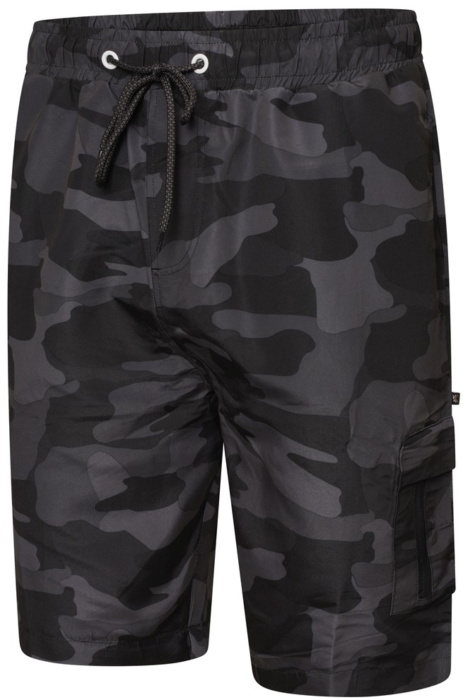 8XL - Badbyxor i stora storlekar - Kam Jeans 3010 badshorts med kamouflageprint mörkgrå