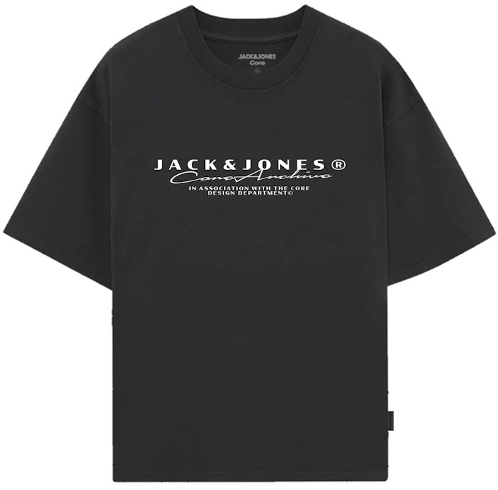8XL - T-shirt i stora storlekar - Jack & Jones Point Branding Crew Neck T-Shirt Black