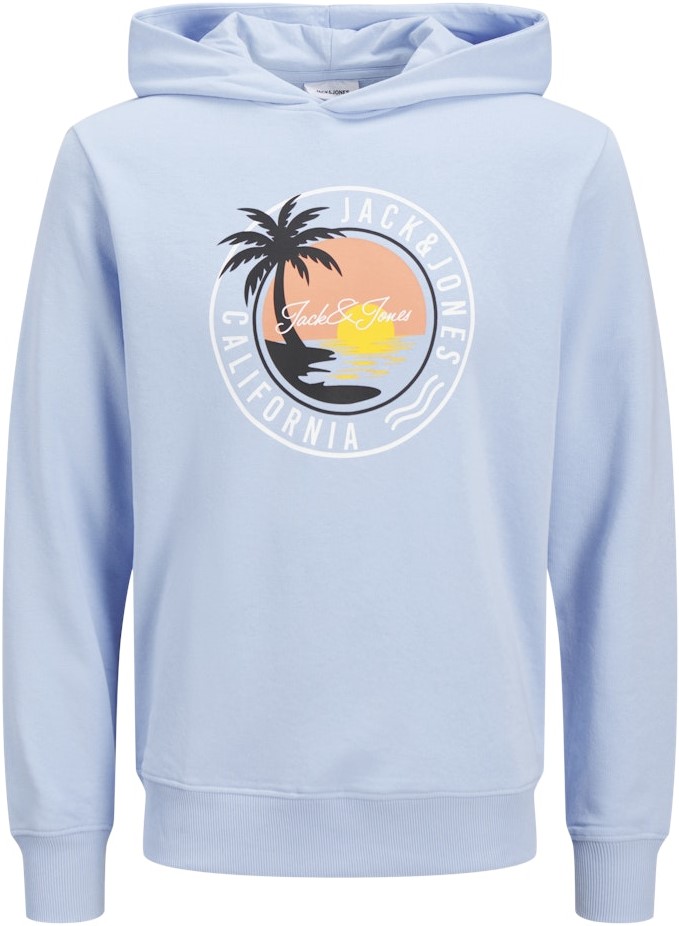 6XL - Hoodie i stora storlekar - Jack & Jones Palm Hoodie Chambray Blue