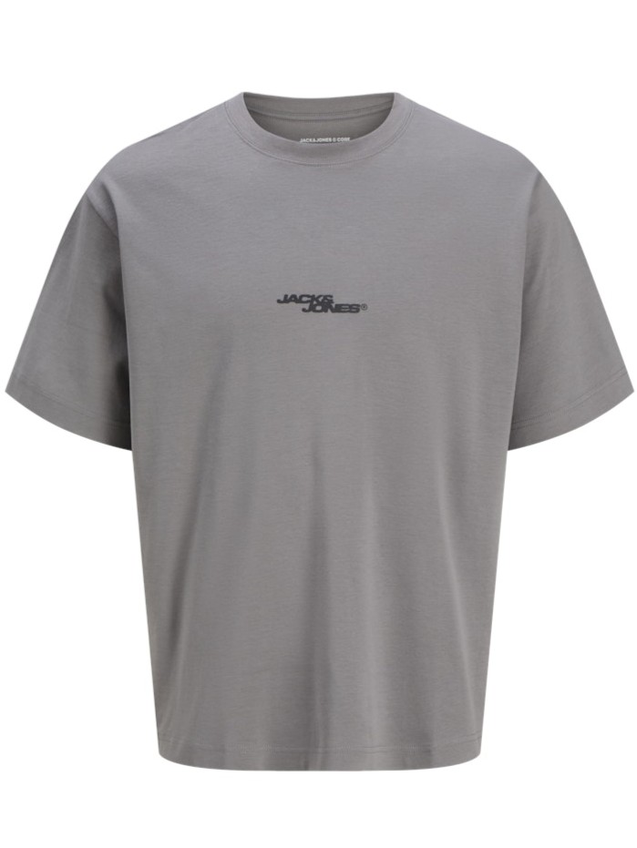6XL - T-shirt i stora storlekar - Jack & Jones Summer Sago Print Crew Neck T-Shirt Gray Flannel