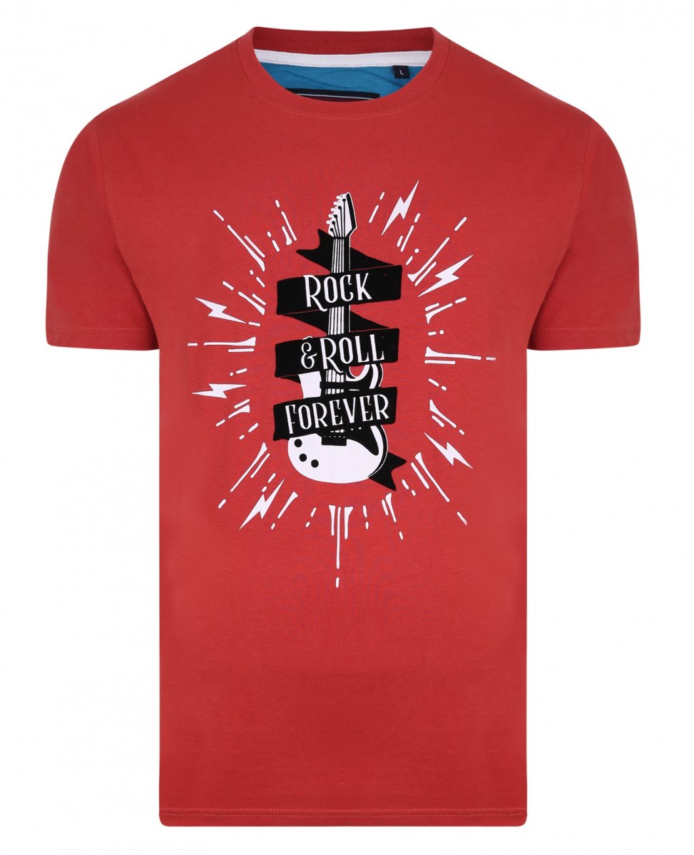 6XL - T-shirt i stora storlekar - Kam Jeans 5337 Rock & Roll Tee Red