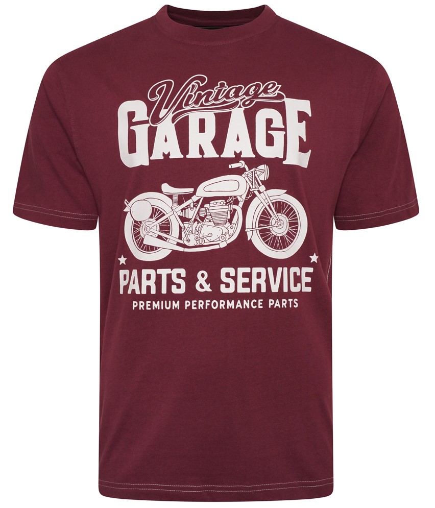 2XL - T-shirt i stora storlekar - Kam Jeans 5702 Vintage Print T-Shirt Plum