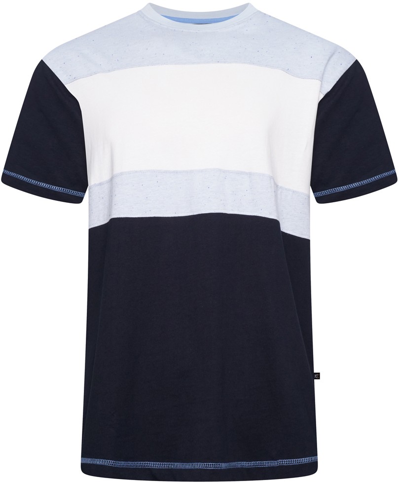 6XL - T-shirt i stora storlekar - Kam Jeans 5780 Cut And Sew Panel T-Shirt Navy