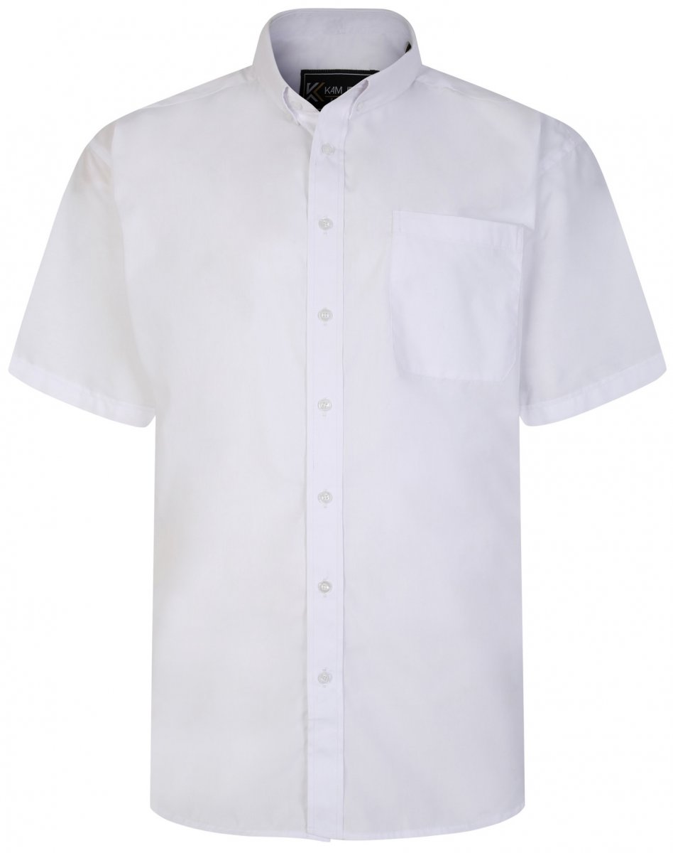 2XL - Skjorta i stora storlekar - Kam Jeans 660 Classic Short Sleeve Office Shirt White