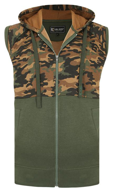 3XL - Hoodie i stora storlekar - Kam Jeans 7039 Camo Panelled Vest