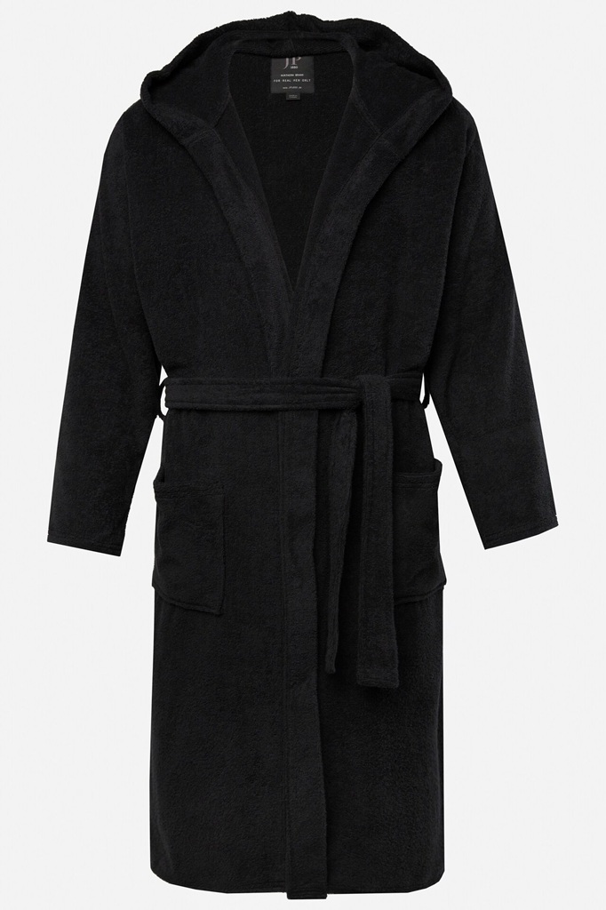 8XL - Badrock/Morgonrock i stora storlekar - JP1880 Bathrobe Terry Black