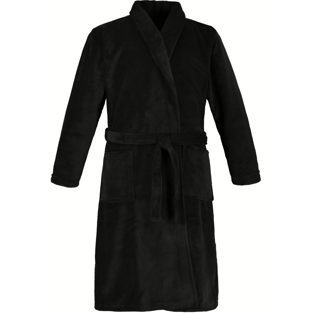 8XL - Badrock/Morgonrock i stora storlekar - JP1880 Bathrobe with Spacious Patch Pockets Black