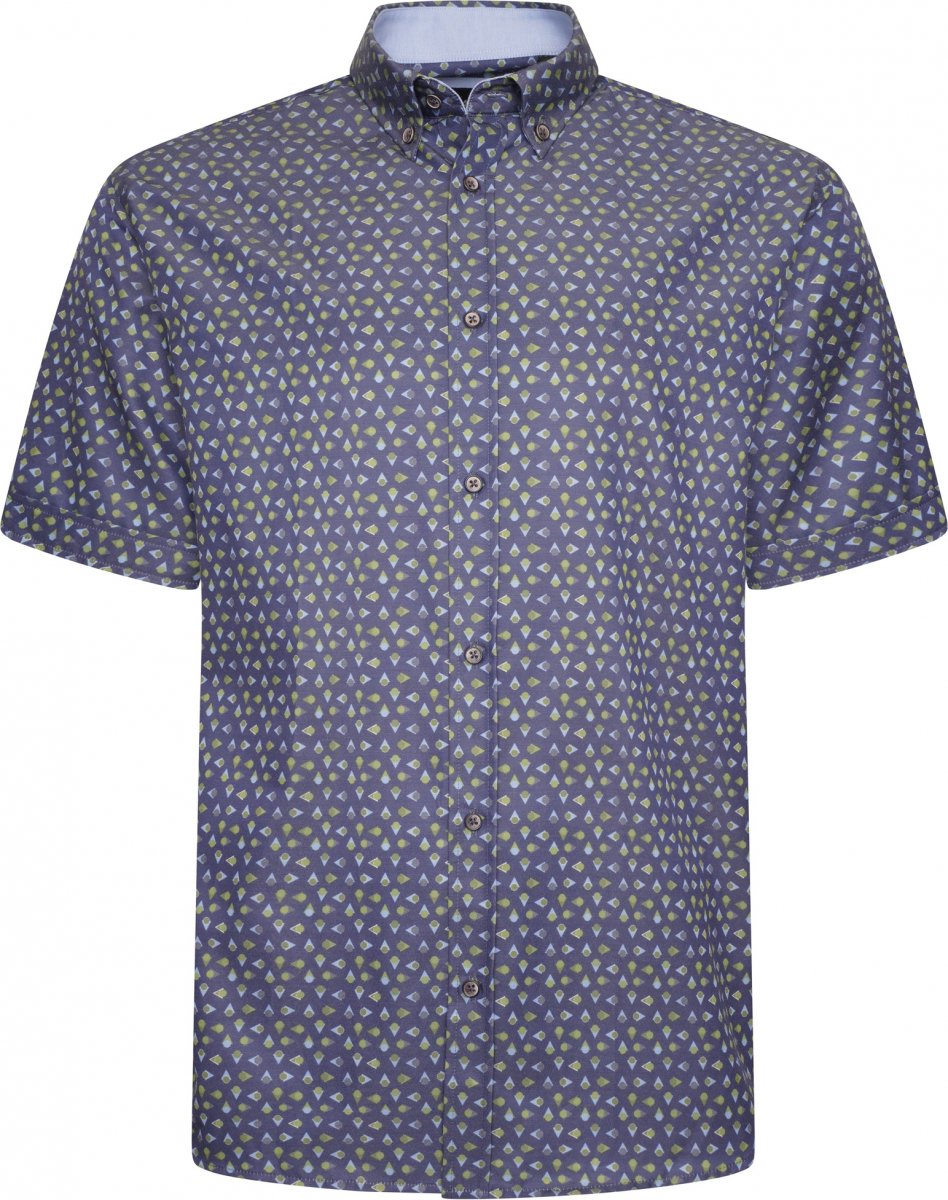 2XL - Skjorta i stora storlekar - Kam Jeans P033 Premium Floral Print Short Sleeve Shirt Navy