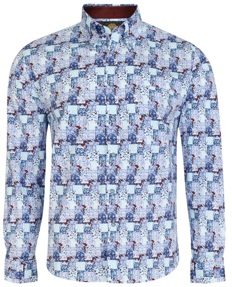6XL - Skjorta i stora storlekar - Kam Jeans P007 LS Digital Print Shirt
