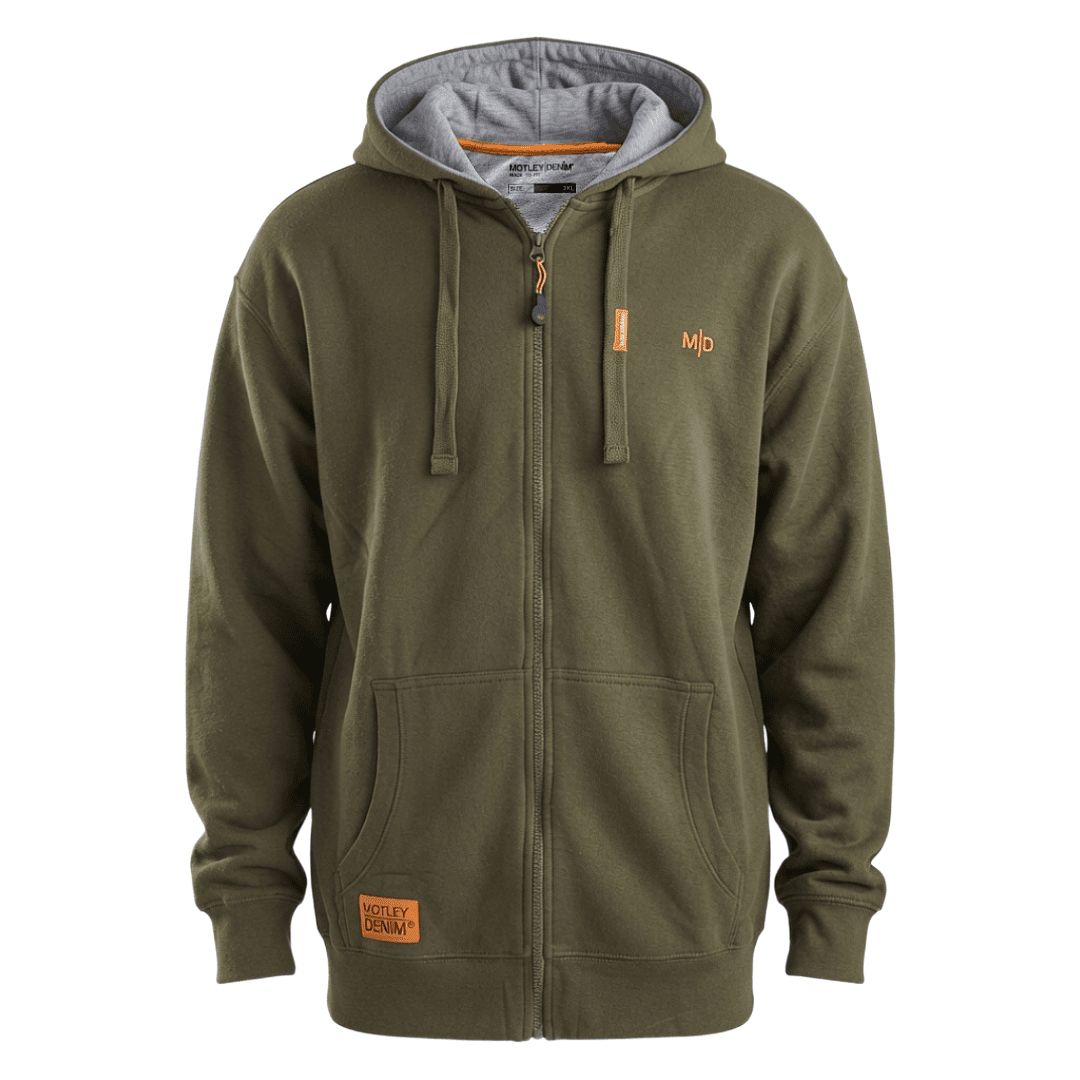 4XL - Hoodie i stora storlekar - Motley Denim Copenhagen Hoodie Dark Khaki