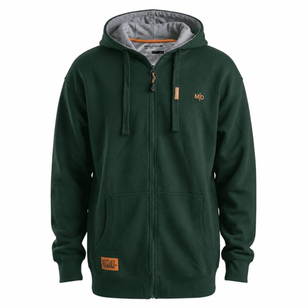 4XL - Hoodie i stora storlekar - Motley Denim Copenhagen Hoodie Racing Green